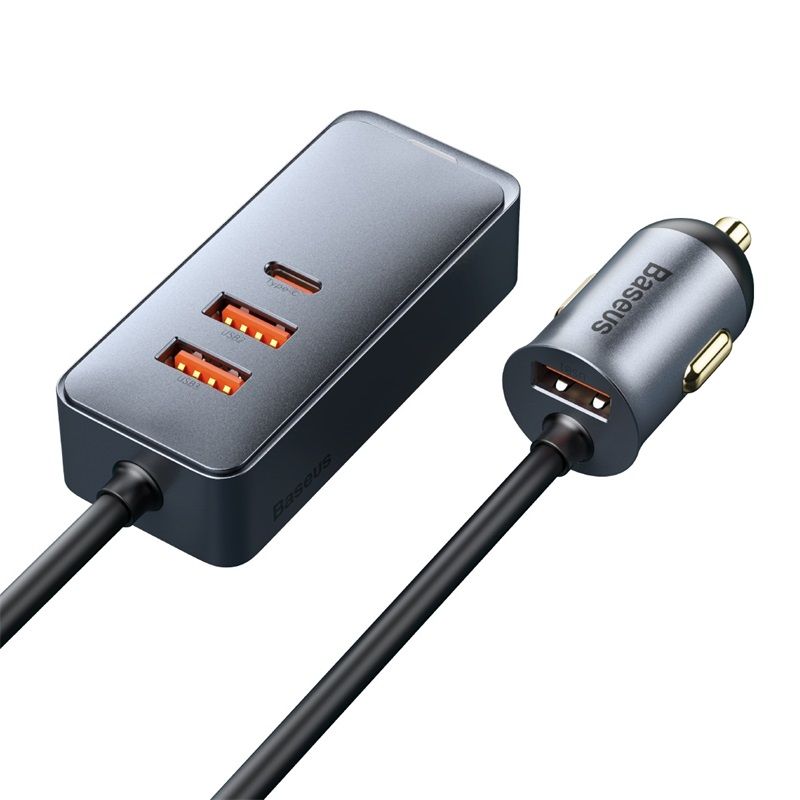 Baseus Share Together PPS Multi-port Fast Charging Car Charger With Extension Cord 120W 3U+1C. 