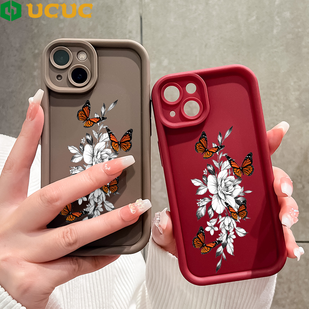 UCUC for Vivo S1 Pro V15 V23E V27E V29 V23 V25 V27 Pro 5G V5 V11i Y67 Back Cover White Flower Butterfly Ladder Camera Soft Rubber Phone Case