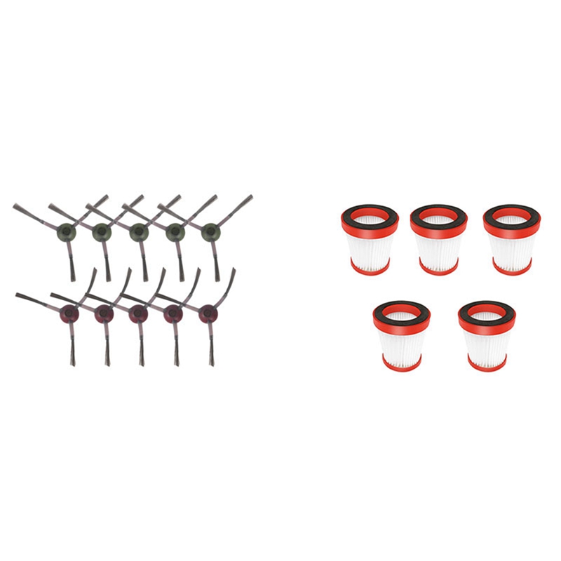 10Pcs for Ecovacs Deebot OZMO 950 Robot Side Brush with 5Pcs Filter for Xiaomi Deerma VC01 Handheld Vacuum Cleaner