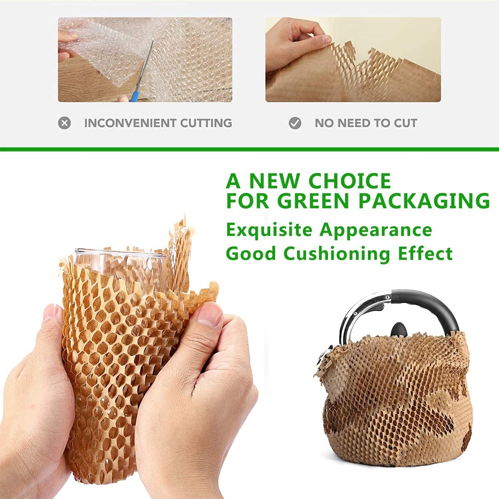 1 Roll Recycled Packing Paper 12Inch x 33FT Eco Honeycomb Paper for Moving Packaging Wrap Recyclable Cushion Material. 