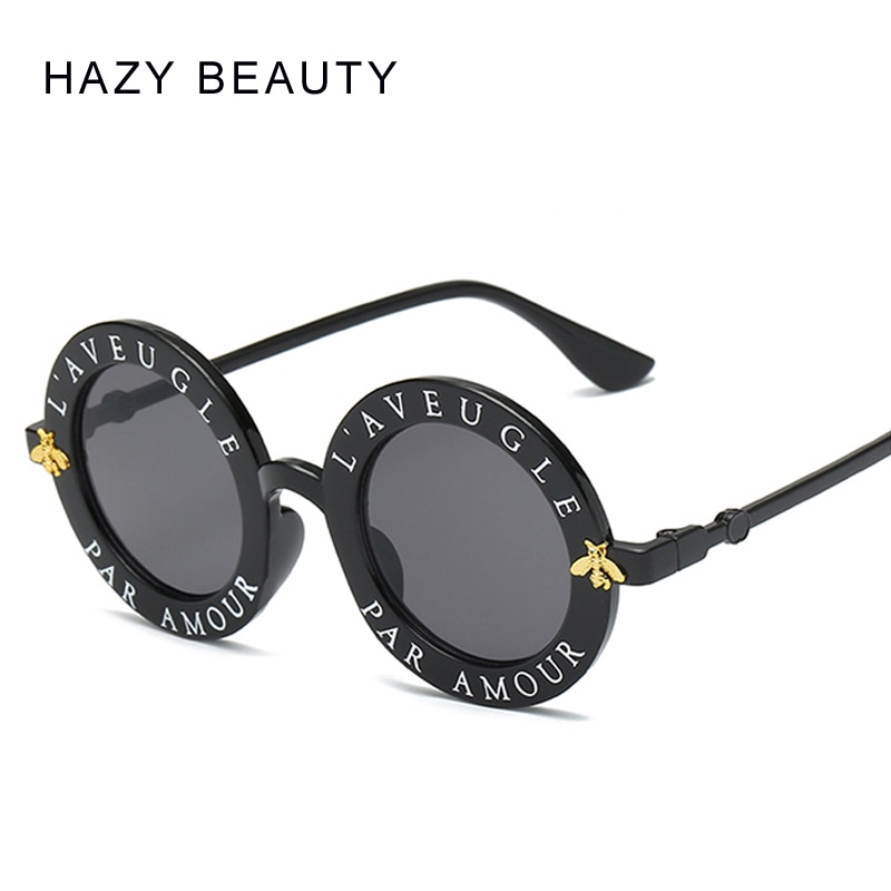 【happy one】Black ClearL'aveugle Par Amour Round Women Distinctive Fashion Unique Brand Designer Retro Sun glasses uv400. 