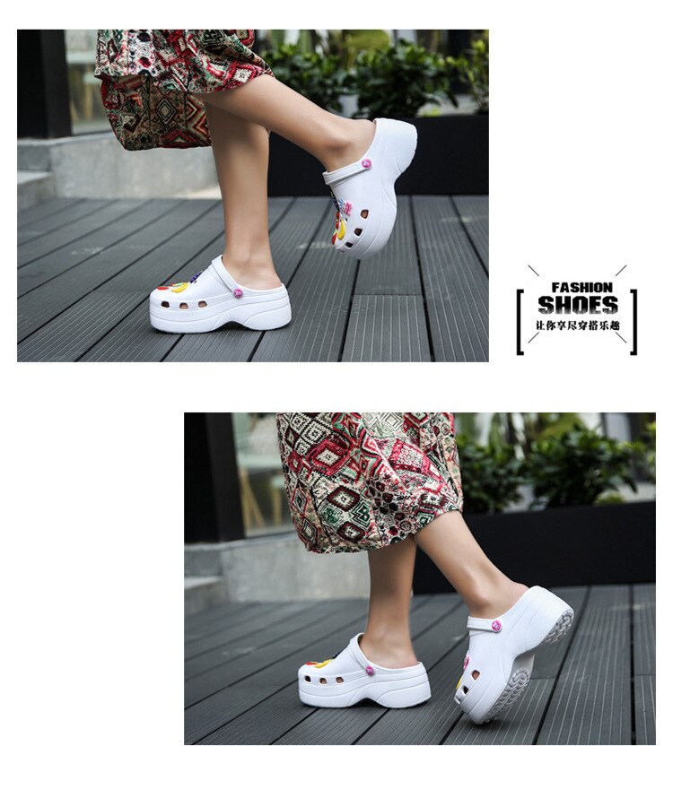 Summer Women Croc Clogs Platform Garden Sandals Cartoon Fruit