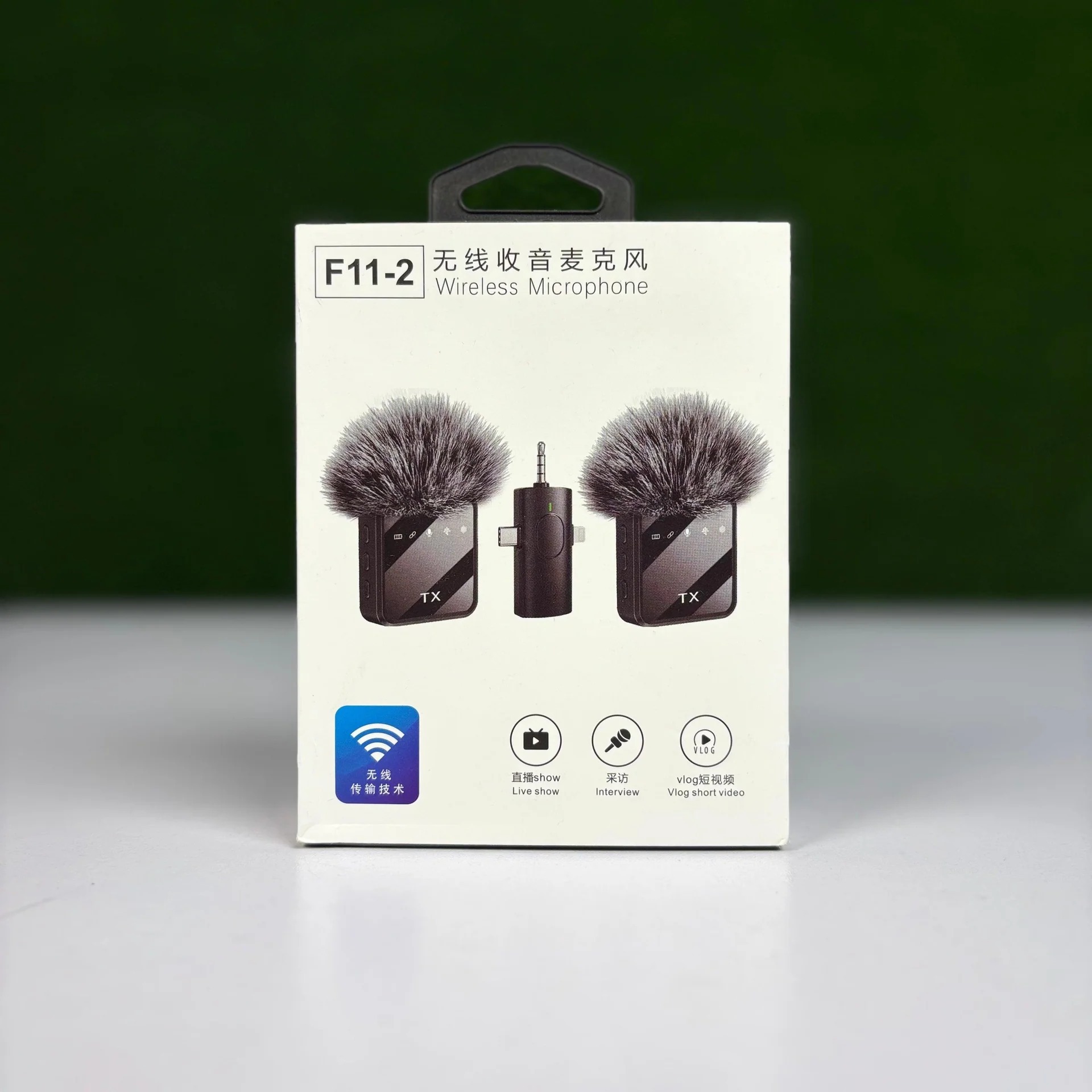 F11-2:1 Collar Wireless Microphone 3in1 iPhone, Android, Camera & Type-C Supported 99% Noise Cancellation. 