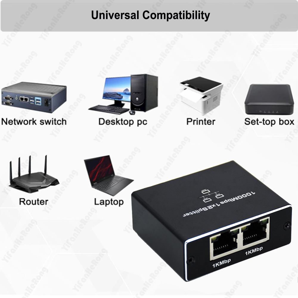 RJ45 Splitter 1In 2Out 1000mbps 2 Port 1GB Connector Adapter 1 to 2 Ways Lan Ethernet 1x2 Gigabit Coupler Connect Network Switch. 