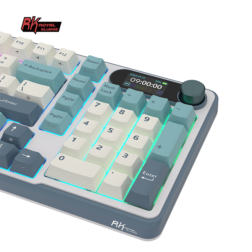 RK Royal Kludge RK S98 98 Key Tri-Mode RGB Wired Bluetooth 2.4G Wireless Mechanical Keyboard With TFT Screen. 