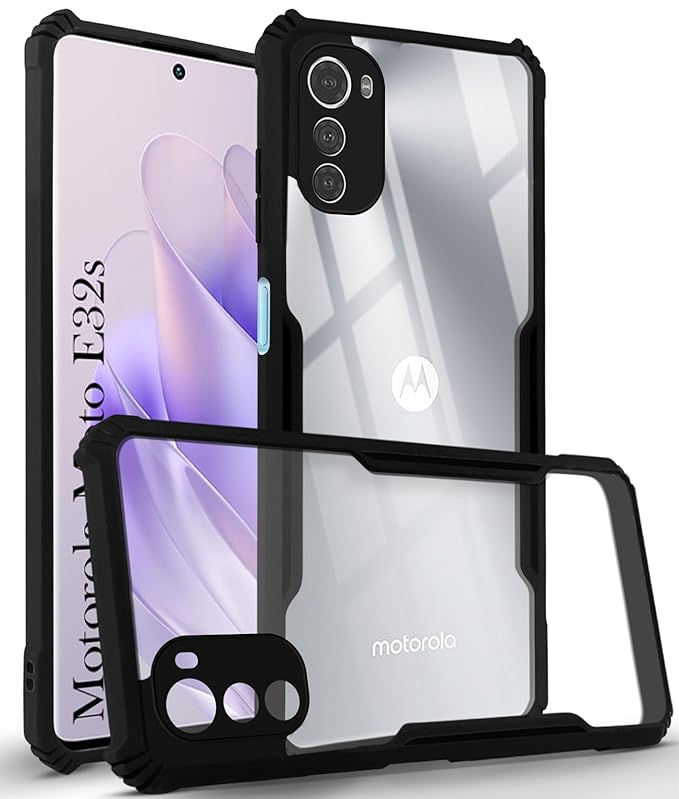 Motorola Moto E32S Protective Black Border Crystal Clear Xundd