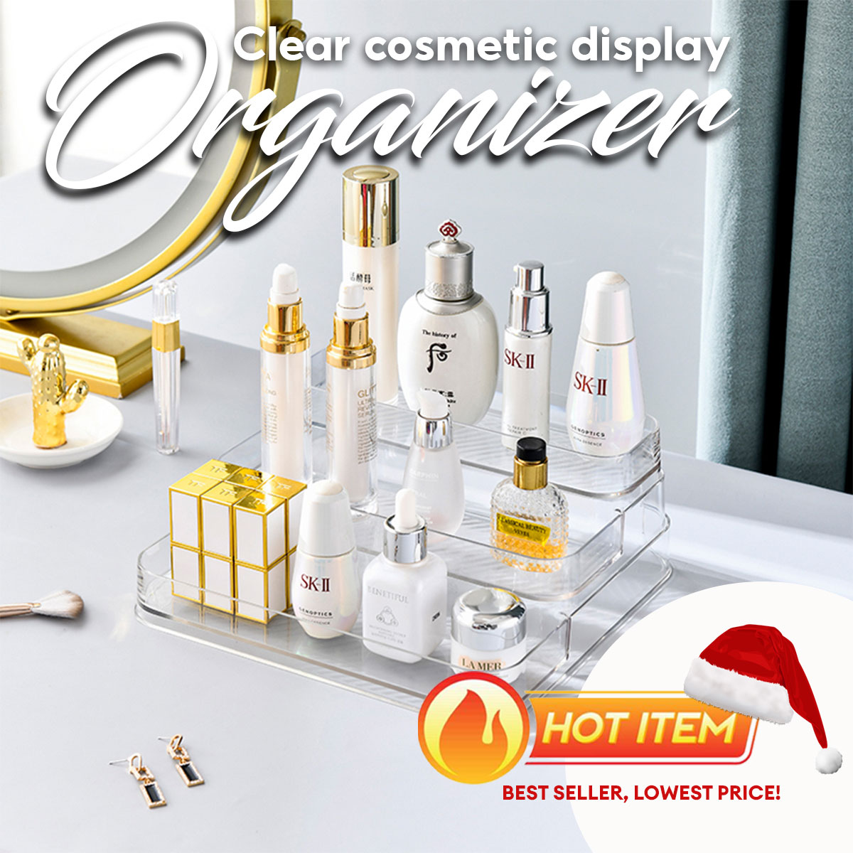 Locaupin Clear Multilayer Cosmetic Display Organizer Skincare Storage Case Vanity Countertop Perfume Lotion Stand Holder. 
