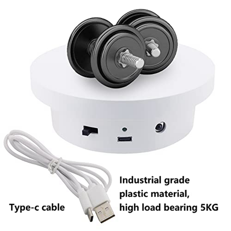 Rotating Display Stand Adjustable Speed + Remote Control 5.1In Diameter 11Lb Load Capacity Type-C Power Supply Easy To Replace (13cm). 