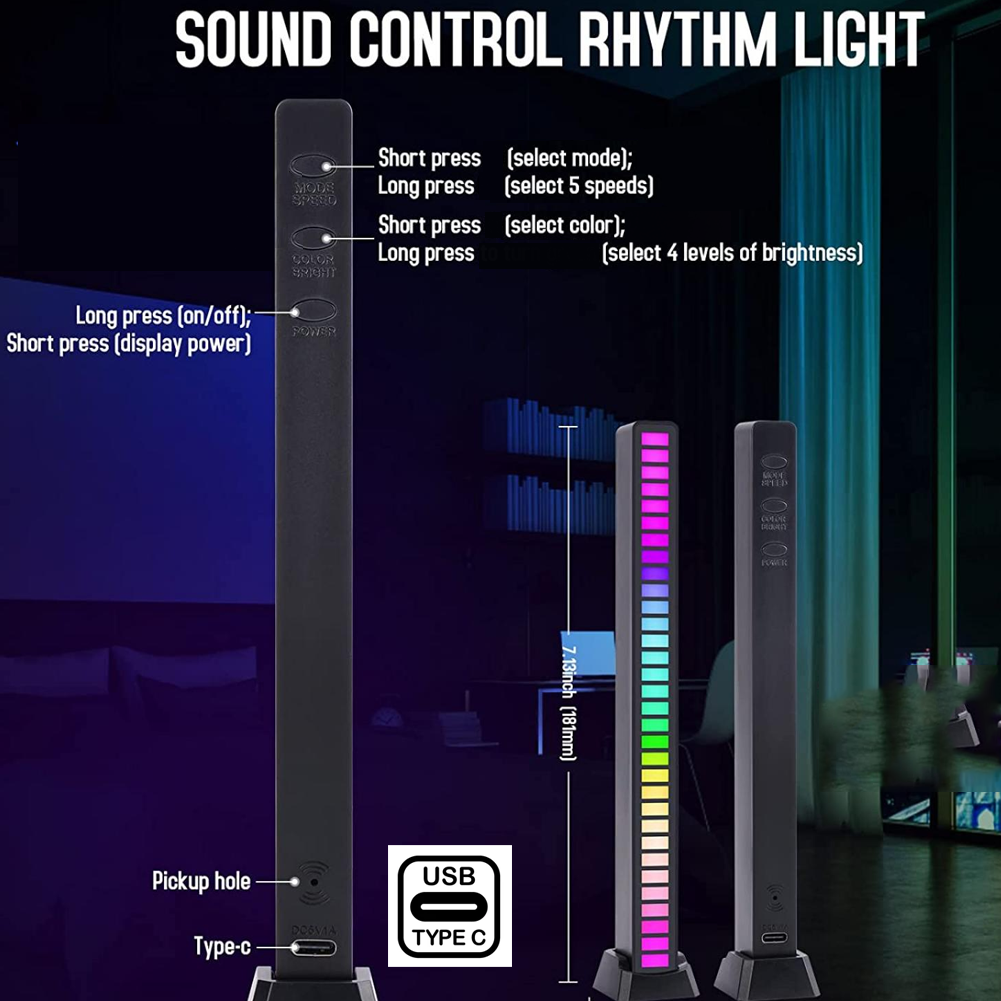 RGB Light Bar RO-9 Sound Reactive LED Spectrum Equalizer Dancing RGB Sound bar Music Light For Gaming PC or Home Decoration. 