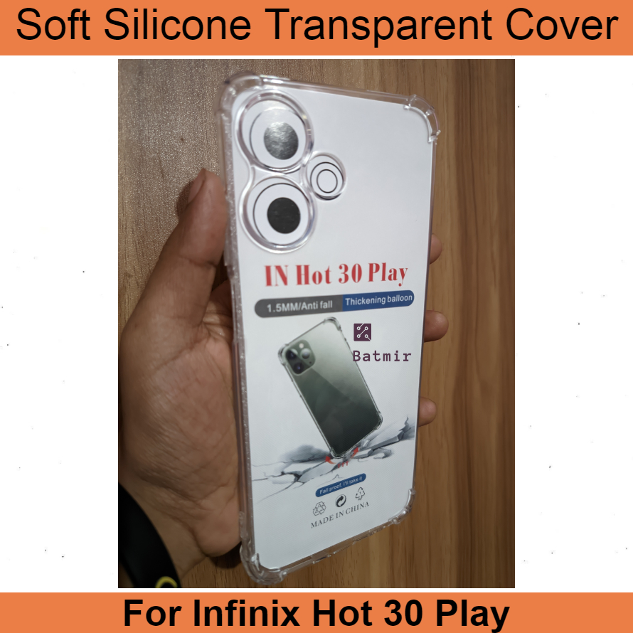 For Infinix Hot 30 Play Transparent Cover TPU Soft Flexible Airbag Transparent Silicone Case | Back Case Cover For Smartphone