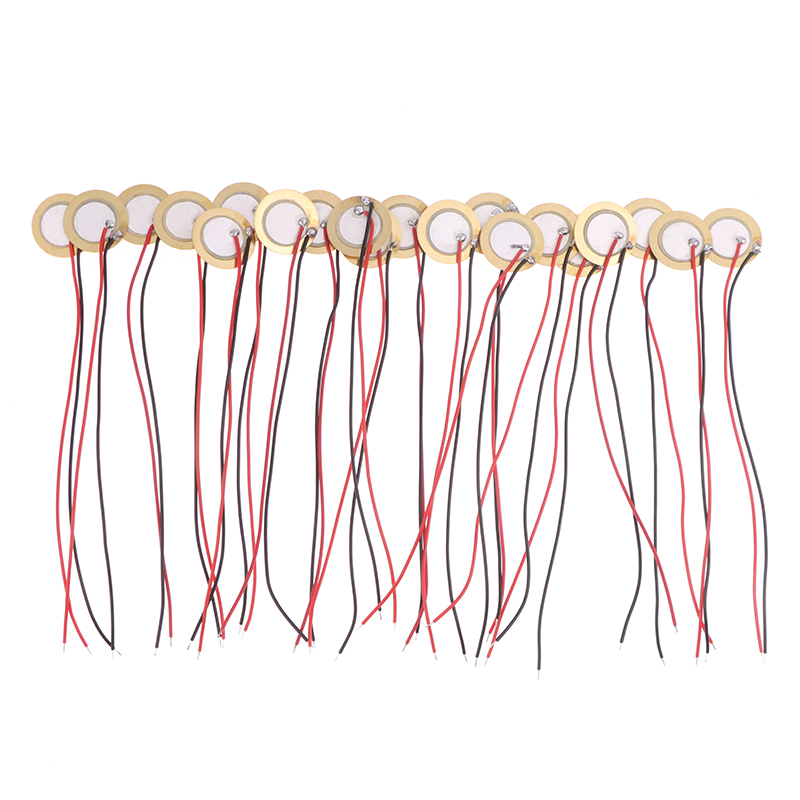 20PCS Piezo Ceramic Elements Buzzer Dia 15mm Sounder Sensor Trigger Drum Disc With Wire Copper For Buzzer Hudduo