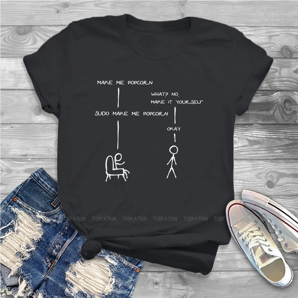 Linux GNU Minix Unix Crewneck TShirts Sudo Make Me Popcorn Funny Programming Jokes Print T Shirt Funny Tops. 