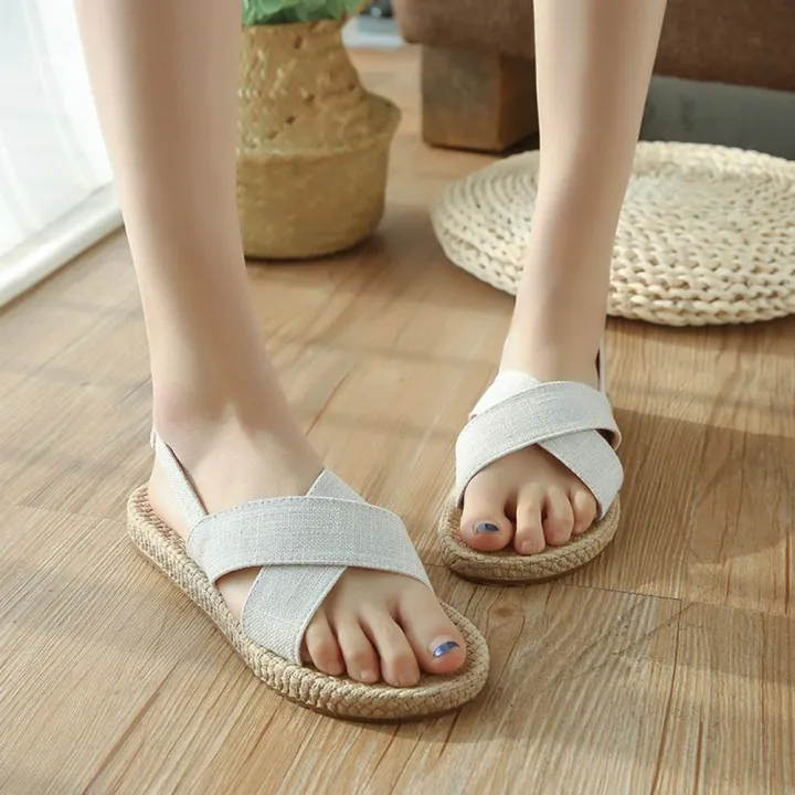 Womens Ladies Girls Korean Sandals for Women Women Bohemian Open Toe Sandals Summer Flat Cross Set Beach walk Slippers Shoes Women Casual Flat Shoes Fashion Shoes Work: Buy Online at Best Prices