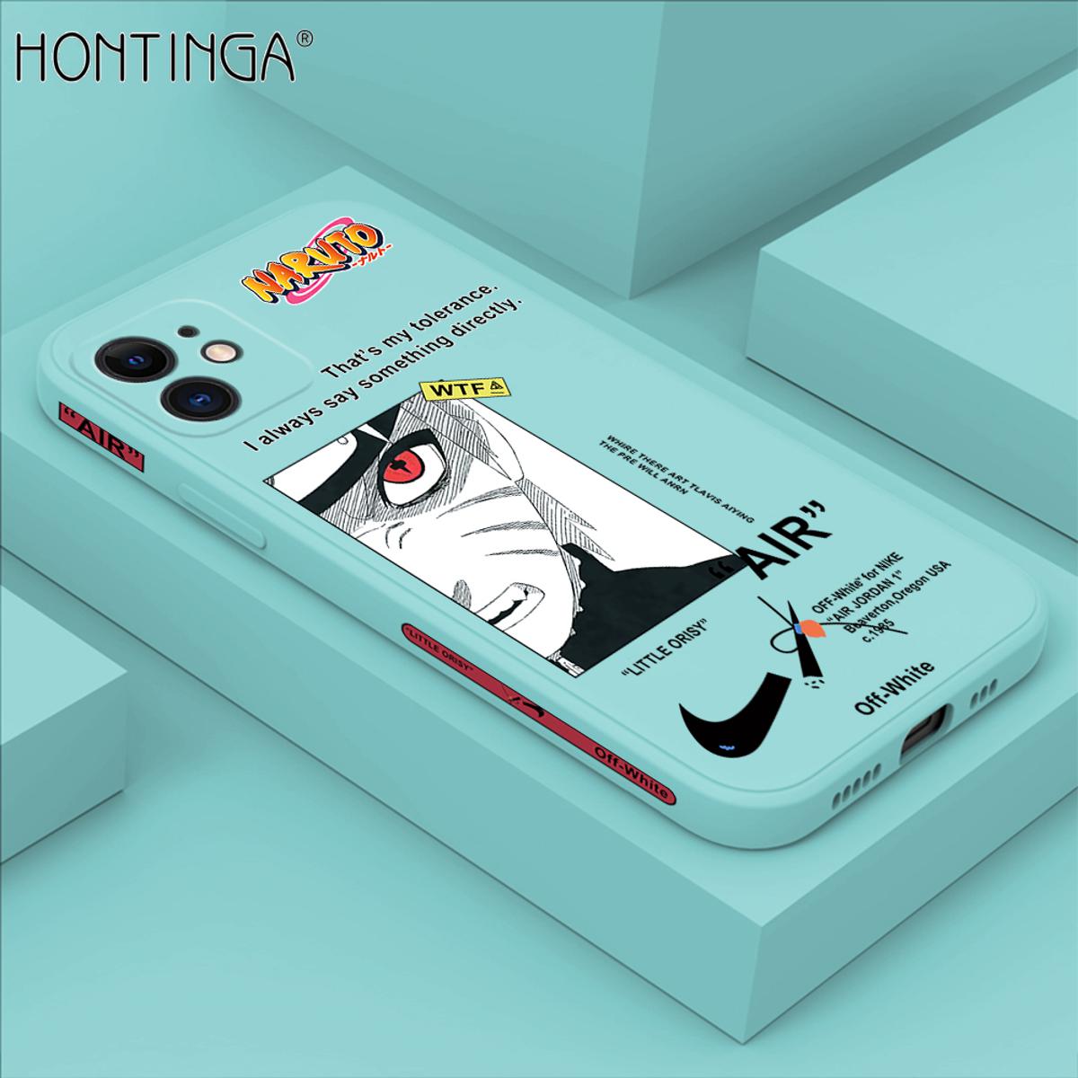 Hontinga for iPhone 11 Case Side Design New Anime Naruto for Boys Back Cover Soft Square Edge Pattern Liquid Silicone Trend Phone Cases