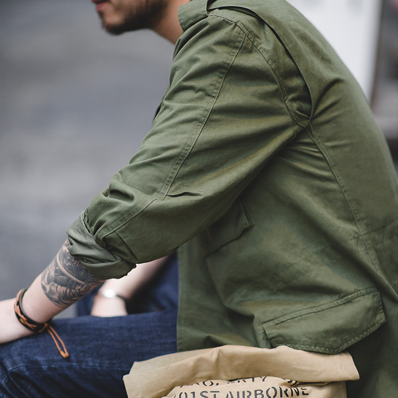 Maden M65 Jackets For Men Green Oversize Denim Jacket Vintage Casual Windbreaker Solid Coat Clothes Retro Loose Overcoat. 