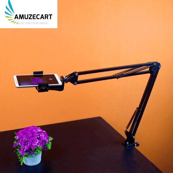 Overhead Video Stand ( মোবাইল মাউন্ট - With Mobile Mount ) Phone Holder Articulating Arm Phone Mount Table Top Scissor Boom Arm Articulating Phone Stand Tablet Phone Holder for Streaming Phone Baking Crafting. 