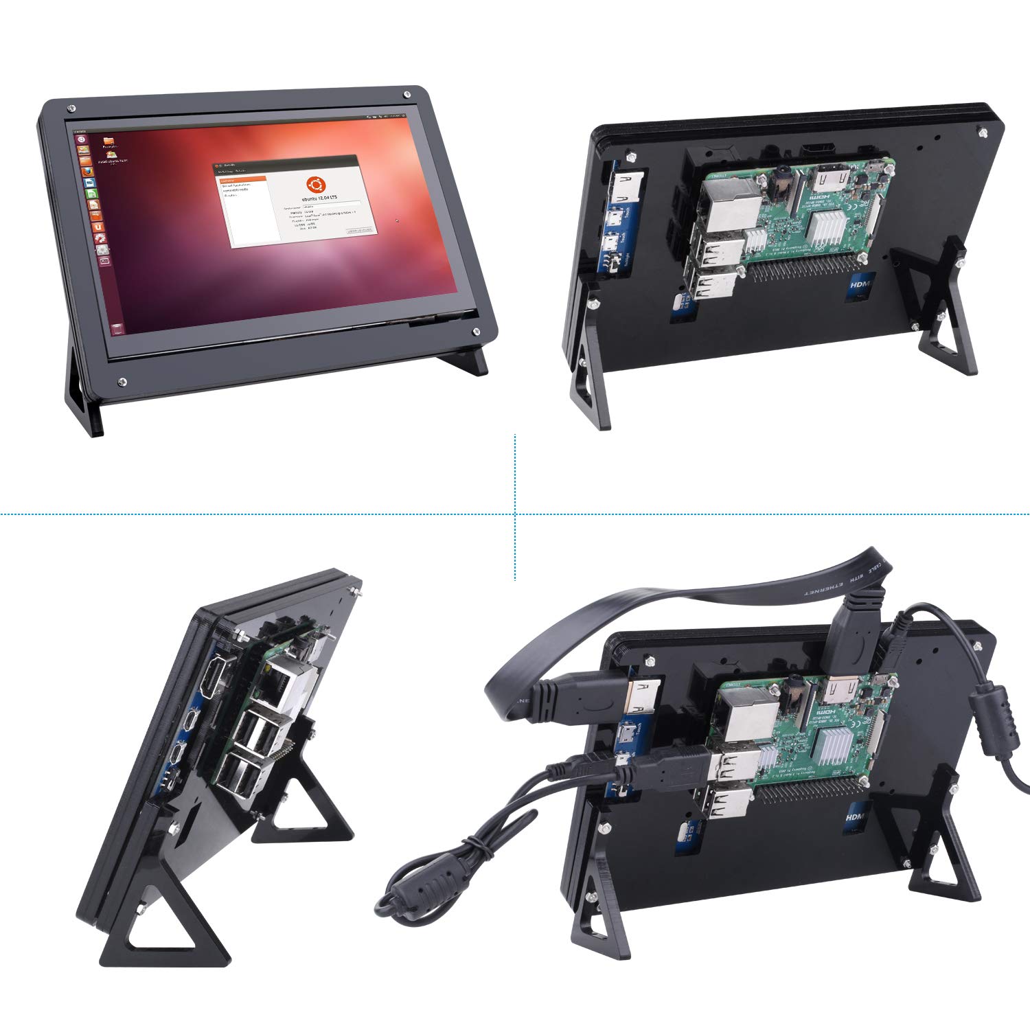7 Inch Lcd Acrylic Bracket Case Contact Screen Case Holder Bracket For Raspberry Pi 3 Model B+. 