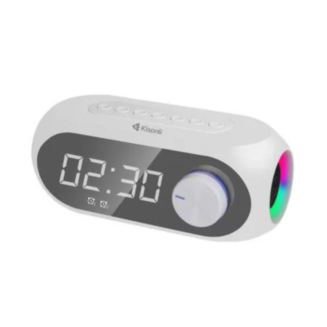 Kisonli LP-2S Bluetooth Speaker Clock Alarm & Call RGB Portable TWS Wireless 5W Stereo Speaker. 