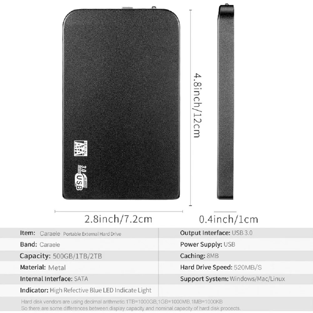 Portable SSD 1TB External Solid State Drive 2TB Mobile Hard Disk High-Speed Storage Device For Laptops/Desktop/Mac/Phone. 