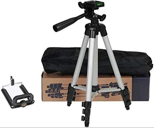 Tripod 3110 Portable Videos Stand, Camera Stand, and Mobile Stand - Silver and Black. 