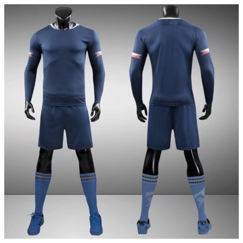 Men Custom Football Jersey Sets Blank Version New In Long Sleeve And Shorts Summer Team Club Soccer Match Training Uniforms. 