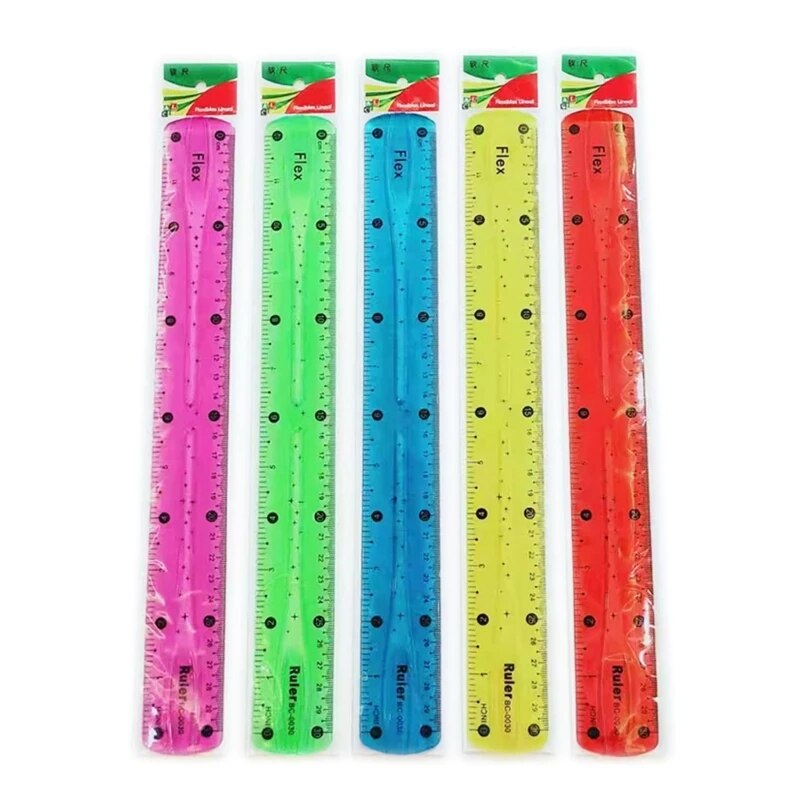 2Pcs Color Flexible Rulers Soft Bendable Plastic Rulers Duals Scale Bendable Flexible Rubber Rulers Clear Straight Ruler. 