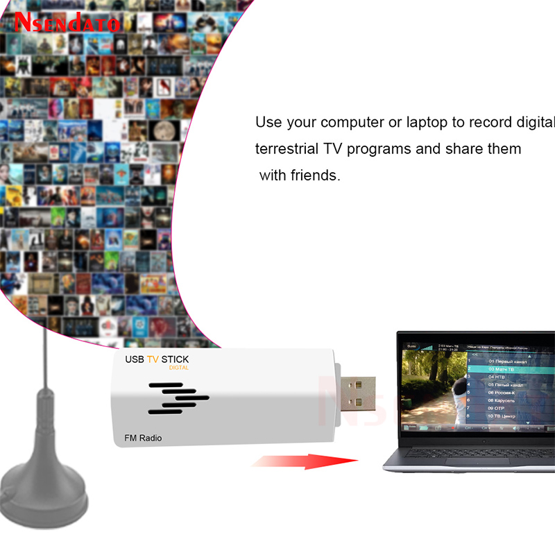 Digital USB 2.0 Analog TV Stick for Worldwide TV Tuner Receiver FM Radio with Remote Control for PC Laptop,. 