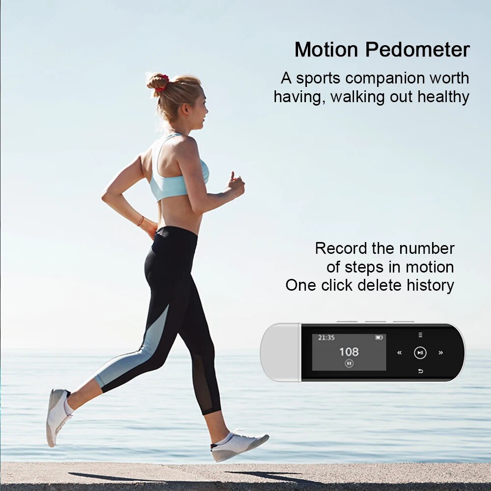 RUIZU X69 USB MP3 Player Bluetooth Lossless Music Player Mini Sport Clip Walkman Pedometer Support FM Recorder E-book TF SD Card. 