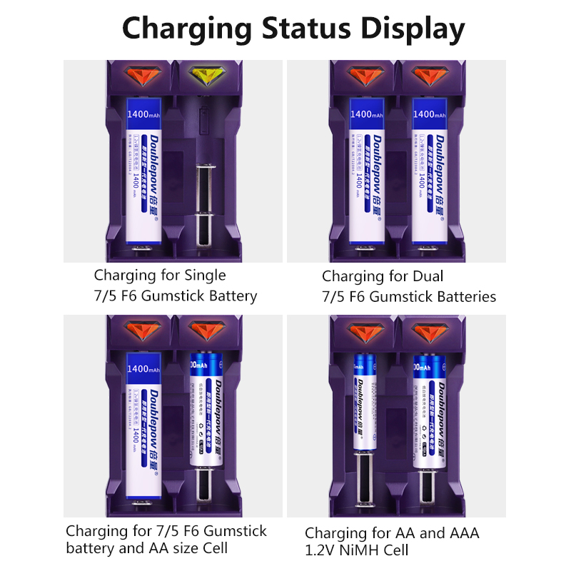 Doublepow UK201 1.2V AA/AAA/SC/C Size Fast Charging Battery Charger With Full Charge Indication System - 1 Piece. 