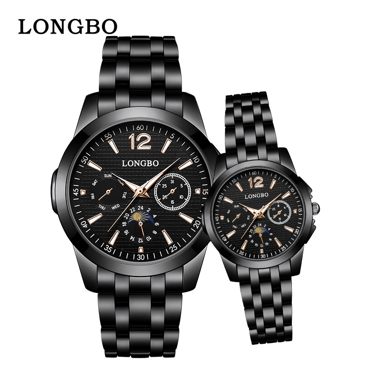 Longbo brand new watch business casual steel band sports watch men's waterproof luminous watch wholesale quartz watch