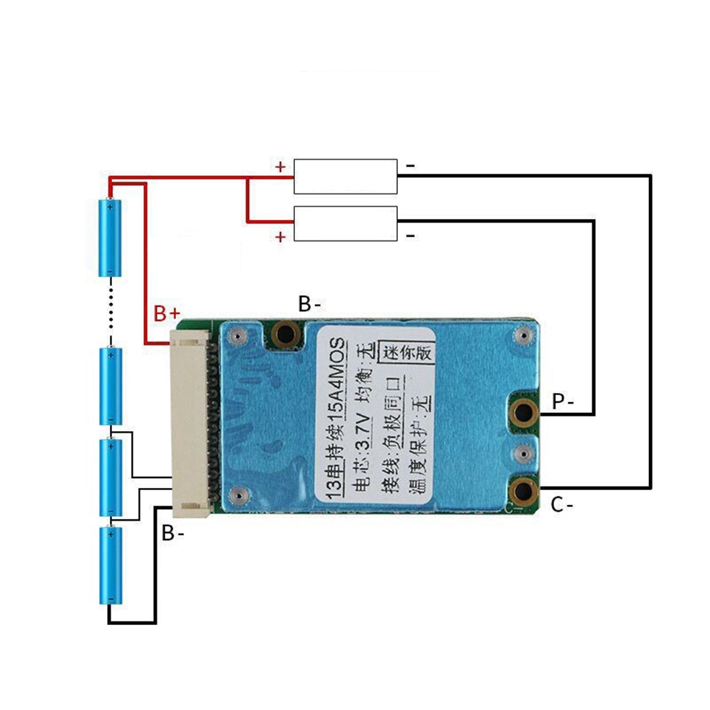 BMS 13S 48V Li-Ion Lithium 18650 Battery Pack Balancer Charge Board Equalizer Common/Separate Port for Escooter(20A). 