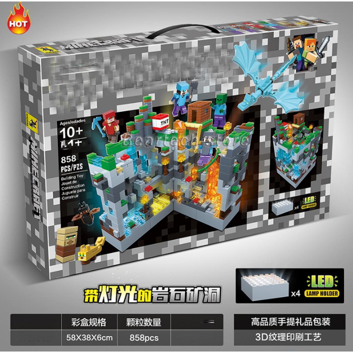 Rock mine  Creator Expert Technic Building Blocks Mine Cave  Zombie with LED Light
