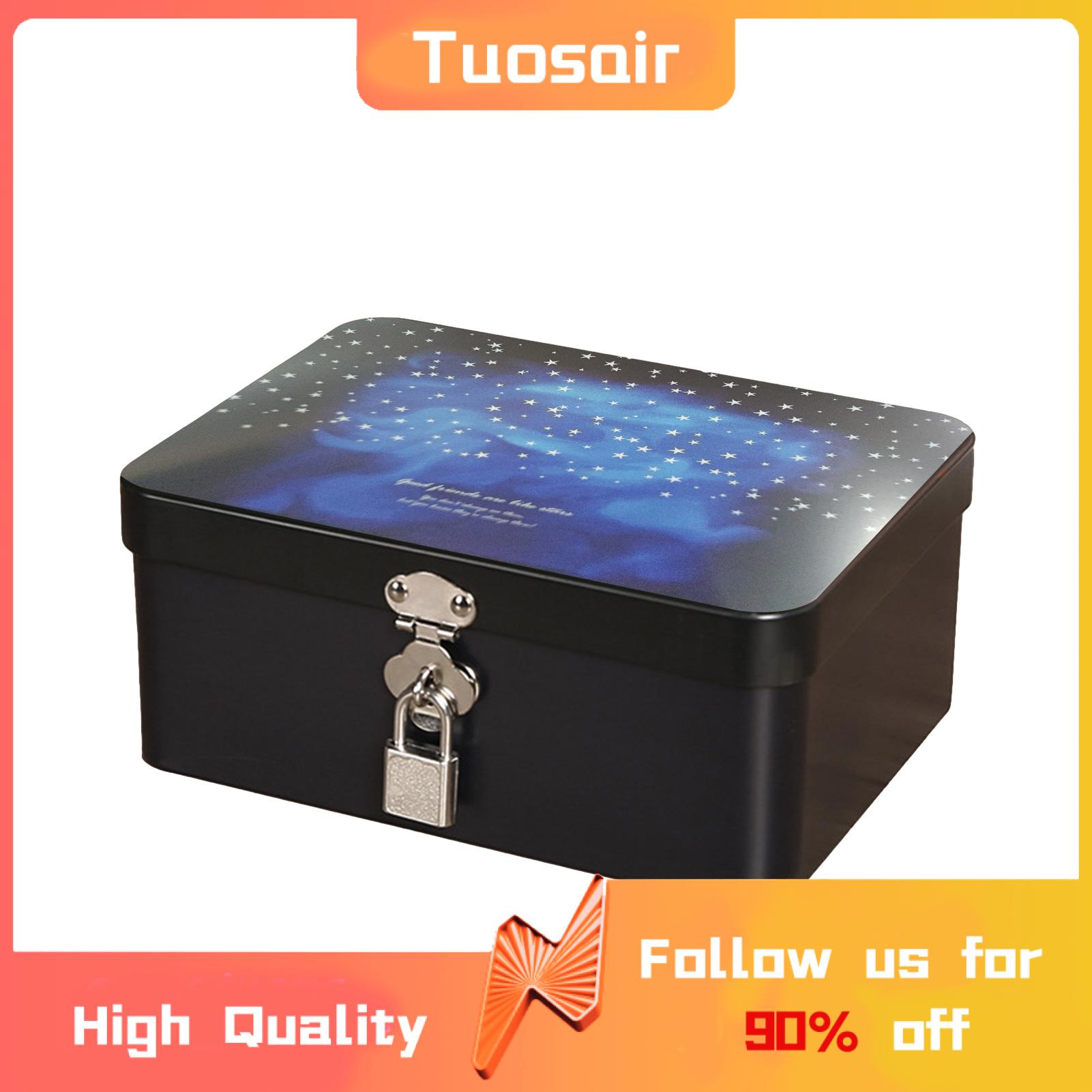 Vintage Style Gift Box Vintage Style Tin Box with Lock Key for Jewelry Storage Convenient Desktop Storage Case for Home Decorative Storage Box with Key Lock. 