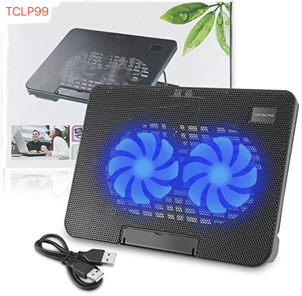 TCLP-99/N-99 Height Adjustable Foldable USB Plastic Double Fans Laptop Cooler Cooling Pad Stand Nice Tech. 
