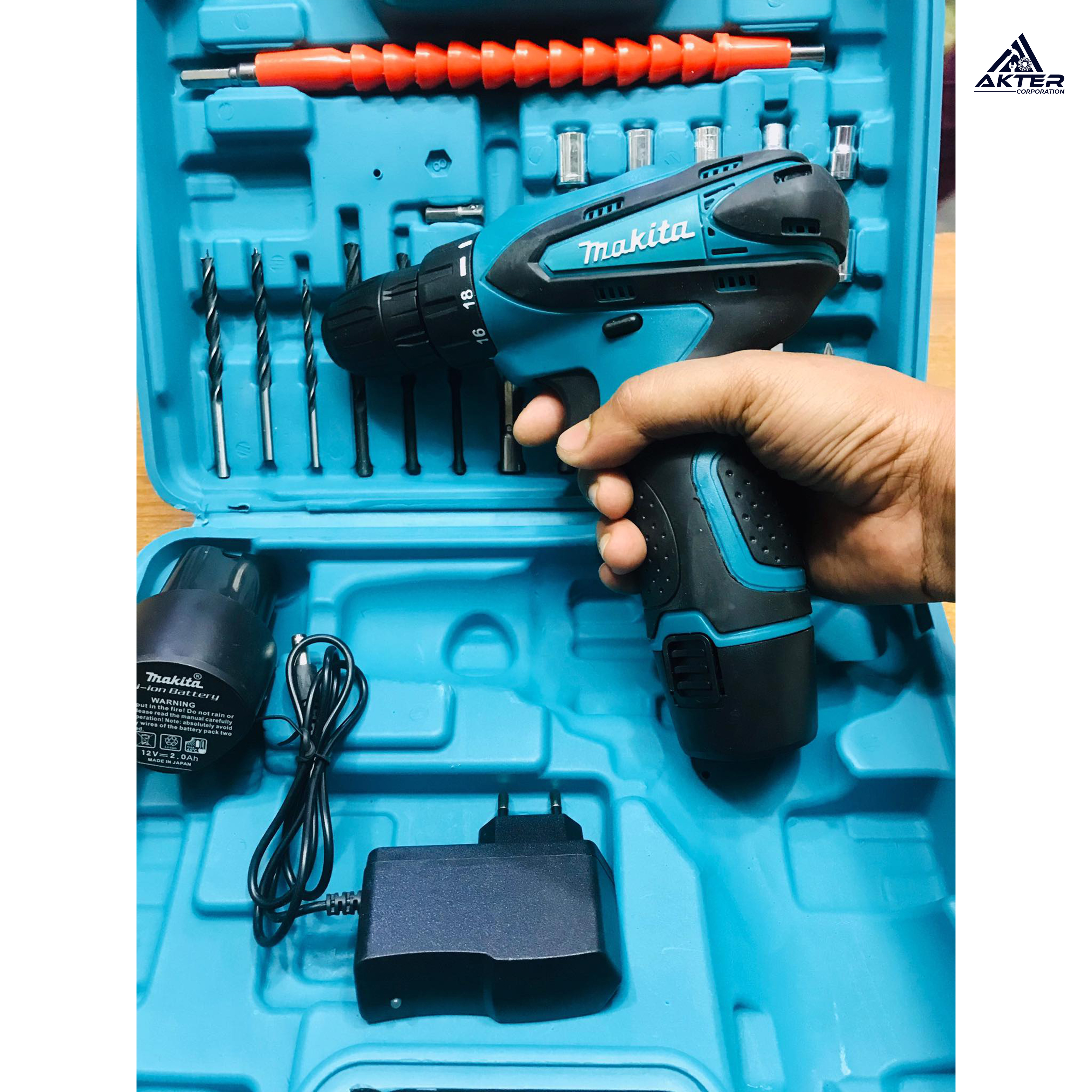 Makita Cordless Drill Machine Set - 25pcs With 12V Double Battery. 