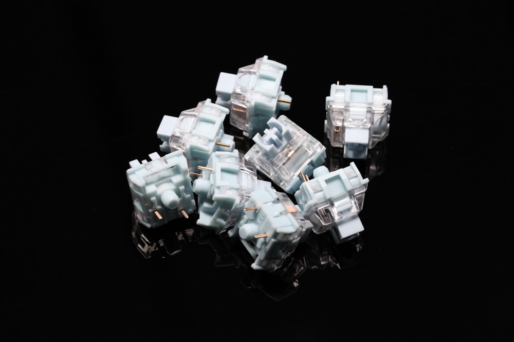TTC Bluish White 42g Switch Tactile Switches For Mechanical Keyboard MX Series 3 Pins smd rgb light cyan colorway. 