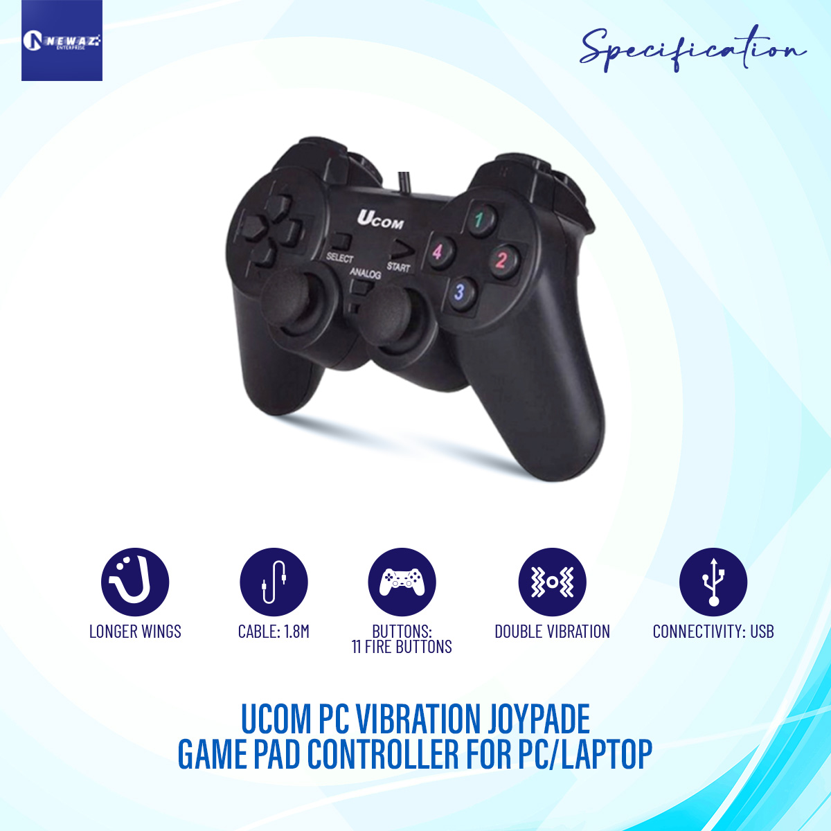 UCOM PC VIBRATION JOYPADE GAME PAD CONTROLLER FOR PC/LAPTOP (MOBILE NOT SUPPORTED). 