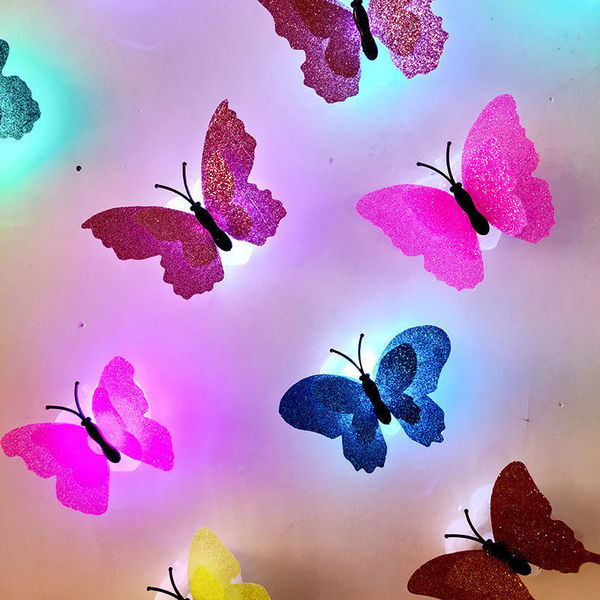 5 PCS Colorful luminous butterfly small night lamp flash simulation butterfly lamp Encounter
