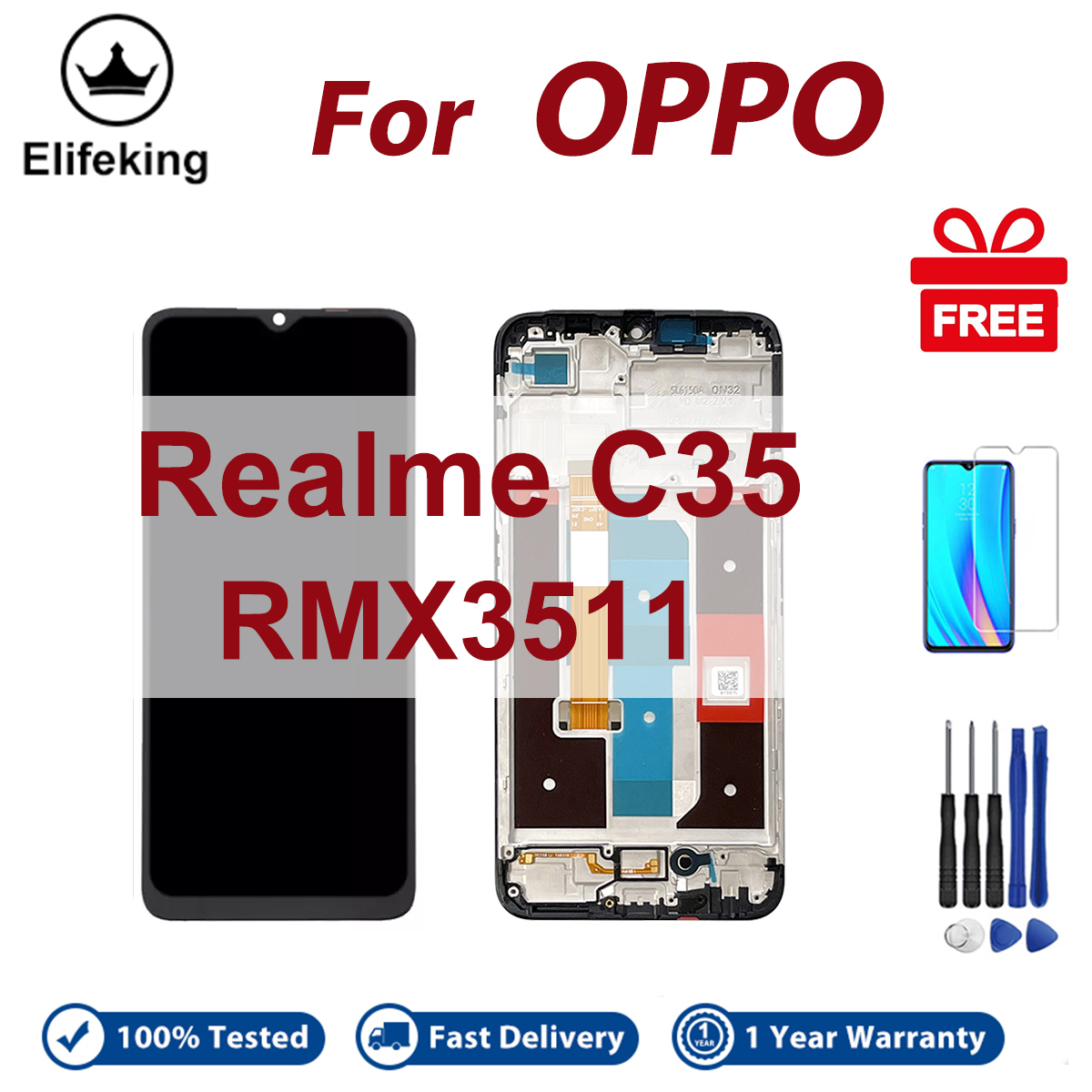LCD With Frame For OPPO Realme C35 RMX3511 Display Touch Screen Digitizer Assembly Replacement Parts