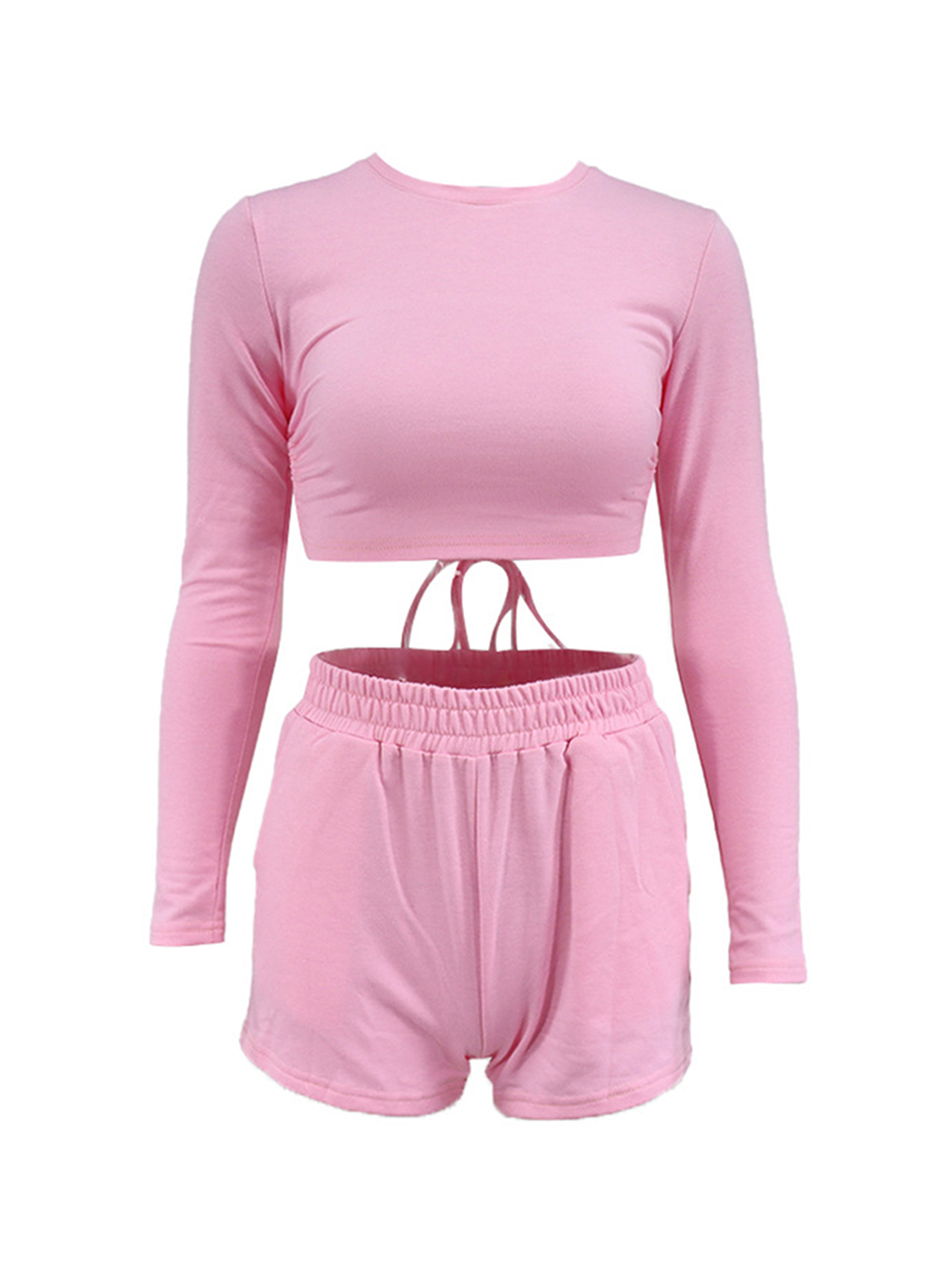 2021 Women Two Piece Outfits, Long Sleeve Solid Color Tie Back Crop Tops + Shorts Set Tracksuit: Buy Online at Best Prices in Bangladesh | Daraz.com.bd 2021 Women Two Piece Outfits, Long Sleeve Solid Color Tie Back Crop Tops + Shorts Set Tracksuit: Buy Online At Best Prices In Bangladesh | Daraz.Com.Bd
