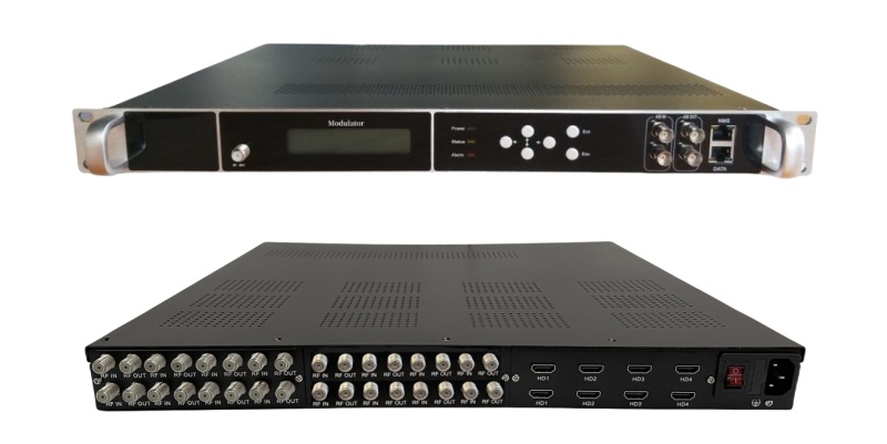 8 HD+16 FTA DVB-S2 tuner to 16 DVB-T RF encoder modulator Digital Tv Head-end System. 