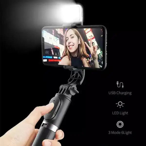 6 In 1 Wireless Bluetooth Selfie Stick Tripod Mobile Phone Self-timer Beauty Fill Light Short Video Live Desktop Tripod Lengthen. 