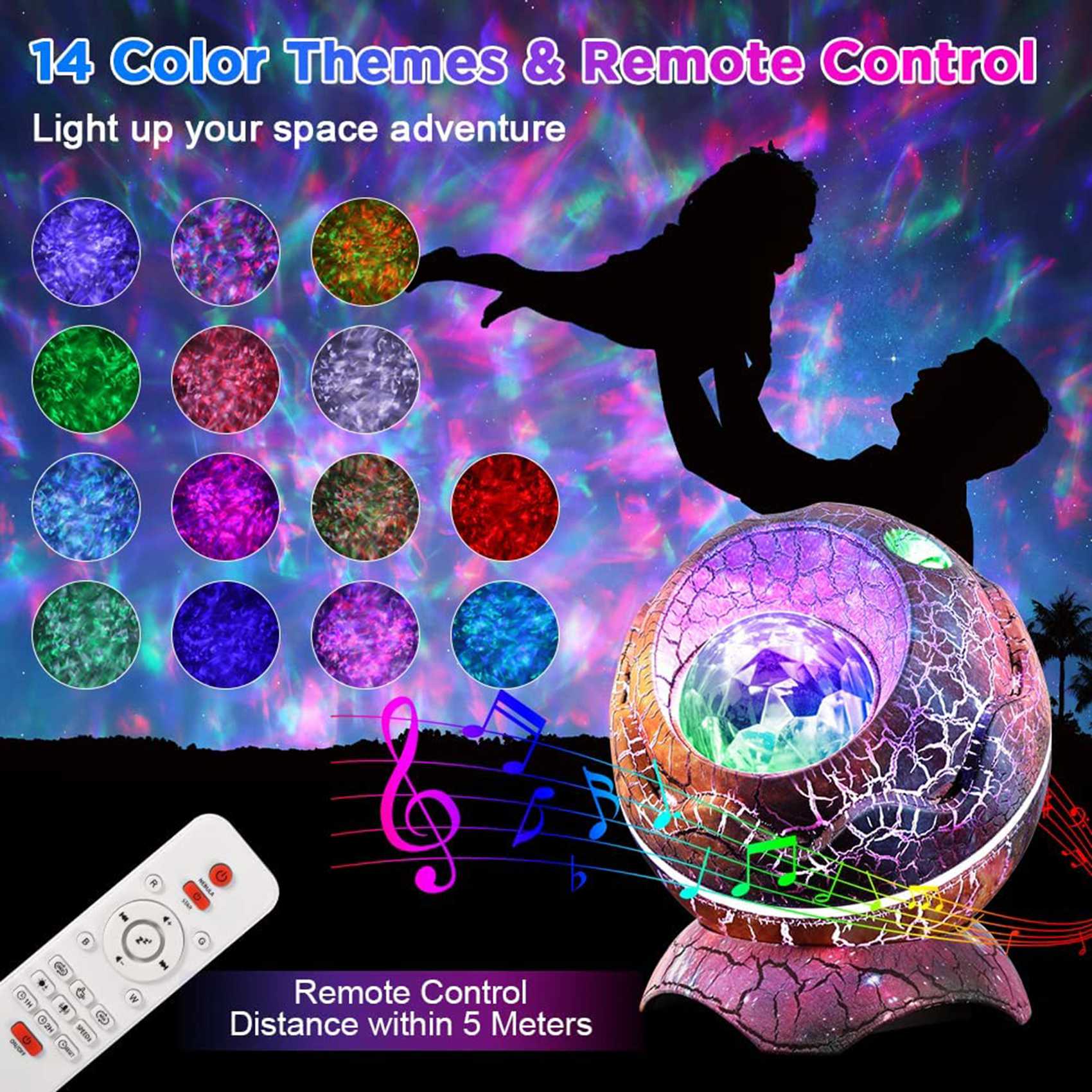 LED Star Projector Dinosaur Egg Galaxy Projector with Bluetooth Speaker with White Noise,for Gift Decor Party Theatre. 