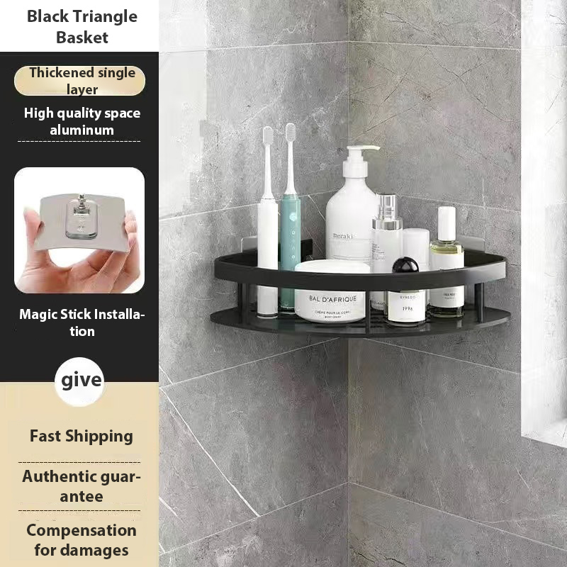 Bathroom Shelves No-drill Wall Mount Corner Shelf Shower Storage Rack ...