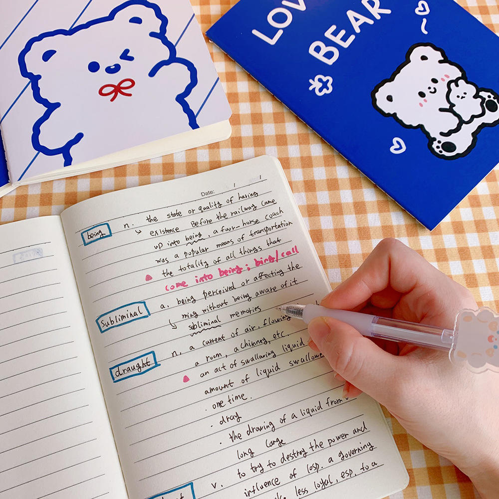 Cartoon design Cartoon notebook Creative and cute A5 size Soft cover A5 size diary book Paper Cute little bear planner journal for Student use Work Personal journaling Gift idea for kids Suitable for. 
