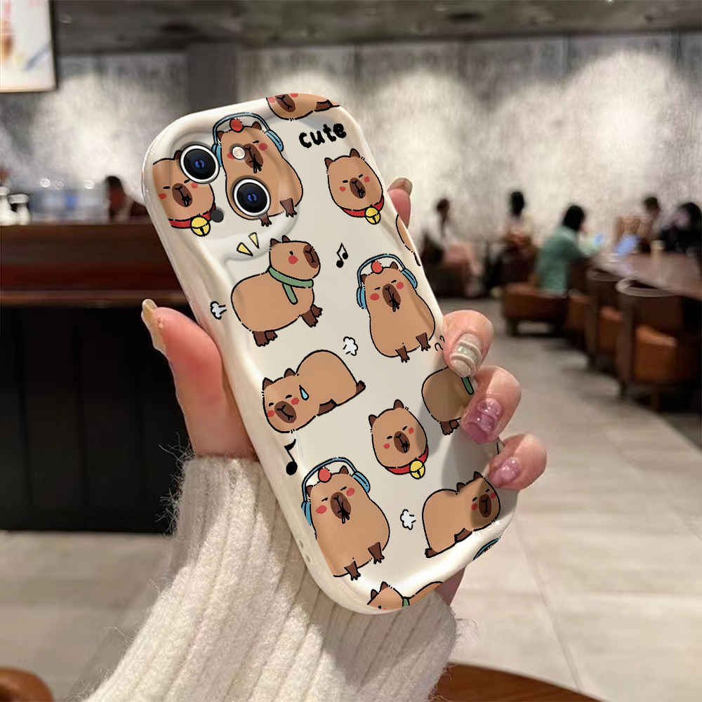 Funny Cartoon capybara 3D Wave Case For Xiaomi Redmi 13C 12 12C 10 10C 9 9C A1 A2 K50 K40 Note 13 12 11 10 Pro Plus 4G 5G Cover. 