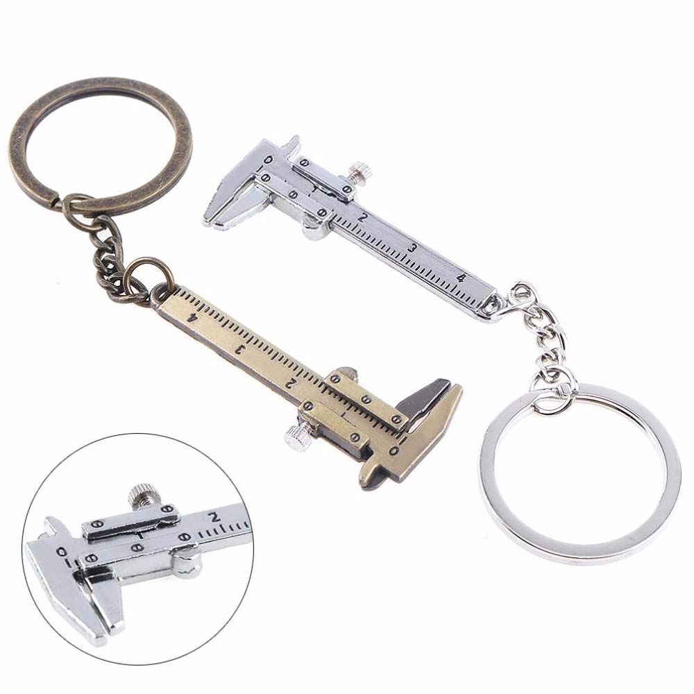 Simulation Ruler Scale Keychain 0-4cm Ruler Gadget Mini Vernier Caliper Keyring Key Chain Measuring Gauge Vernier Caliper Keychain. 