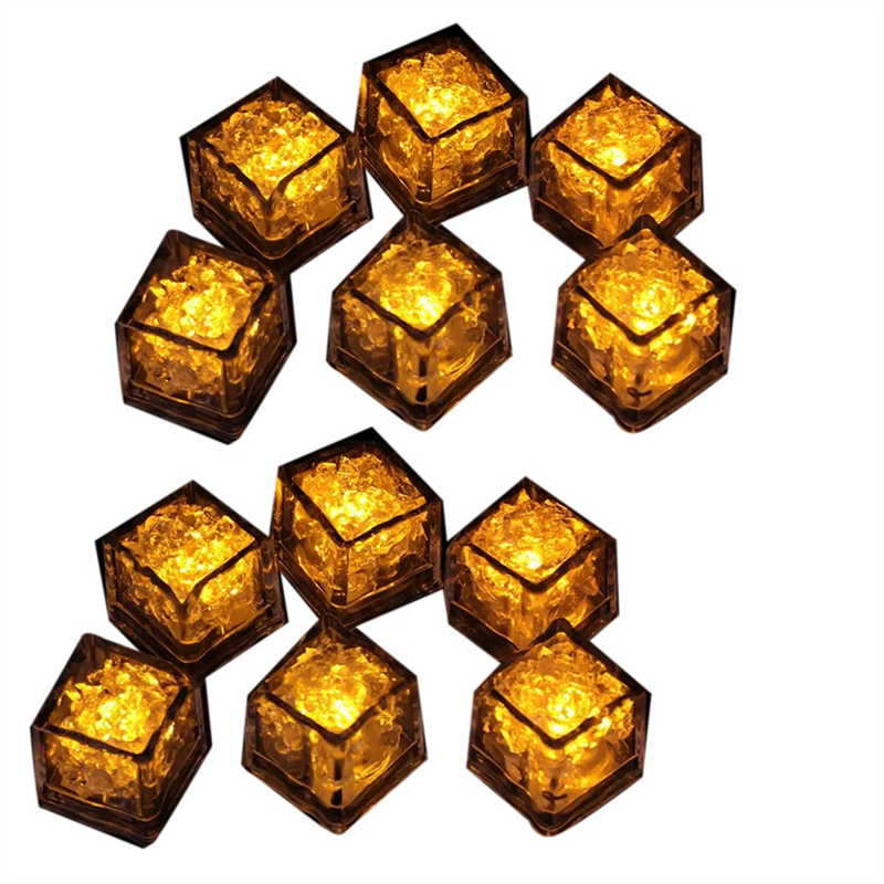 Waterproof LED Ice-Cube Flashing Glow in the Dark Light Up for Bar Club Drinking Party Decoration Plastic Led Ice-Cube Light A 12Piece