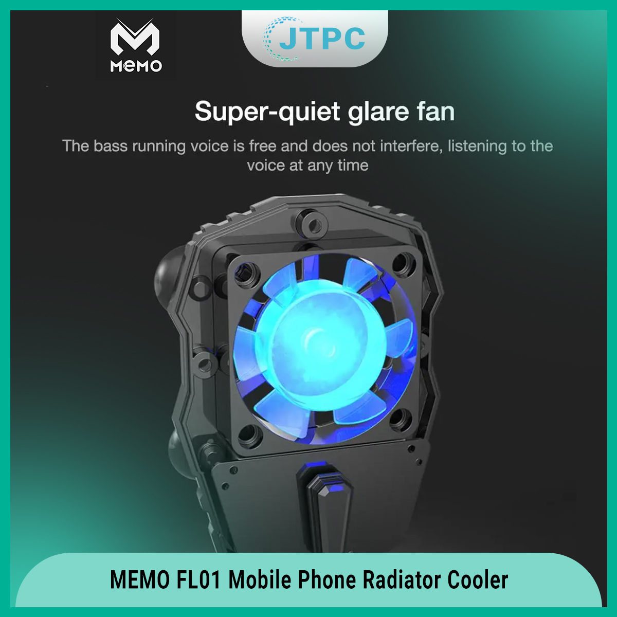 Memo FL01 Mobile Phone Radiator Cold Mobile Phone Cooler Controller Led Light Cooling Fan - Black. 