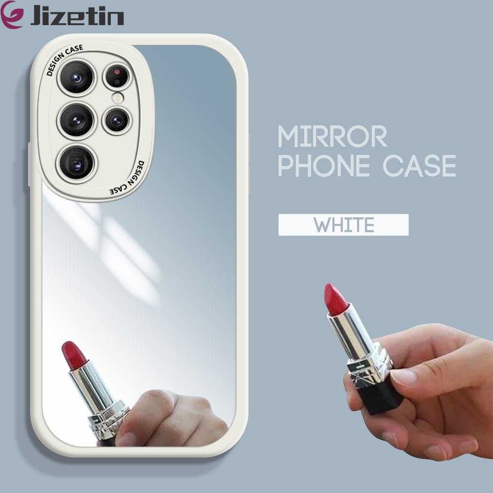 Jizetin for Samsung S22 Ultra 5G Back Cover Ultra-thin Creative Mirror Back Full Protection Soft Silicone Phone Cases